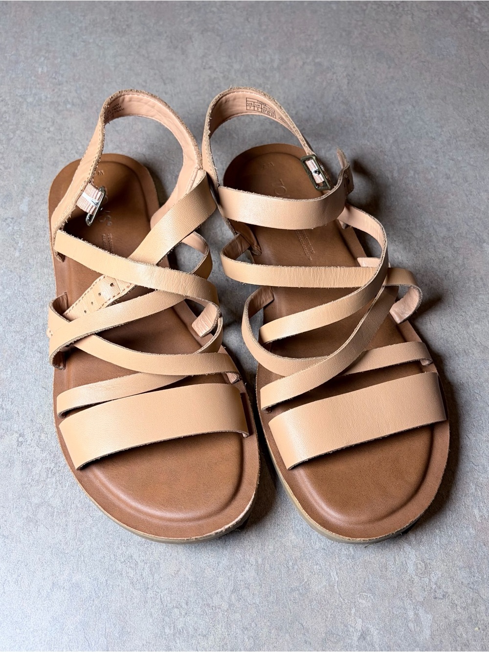 Toms Nude/Tan Multi-Strap Leather Sandals